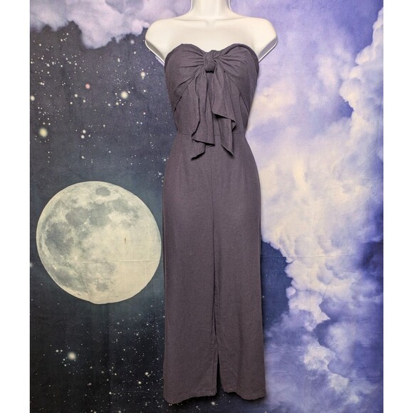Gypsies & Moondust Purple Strapless Wide Leg Jumpsuit Size Small/Med Linen Blend - Picture 1 of 9